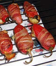 Cheese-filled, bacon-wrapped Jalapenos