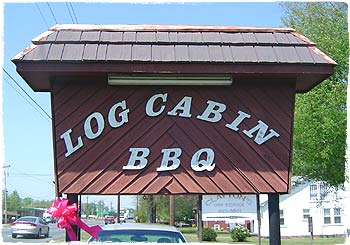 Sign at Log Cabin BBQ