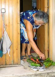 Peppers roasted on the doorstep