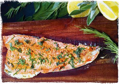Planked Trout with Cayenne and Herbs