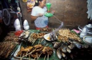 Food Stall with Grilled Meats