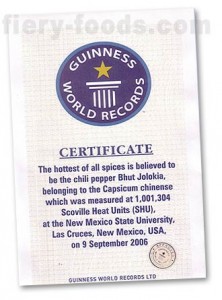 Guinness World Record for Bhut Jolokia