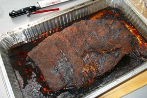 Brisket after 7 hours of cooking.