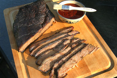 Serve brisket with a side of rich, spicy BBQ sauce.