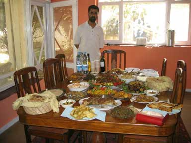 A table of Afghan food in Kabul.