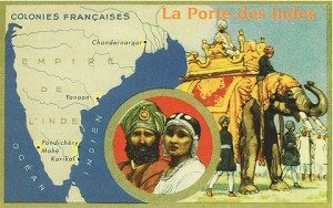Vintage postcard showing Pondicherry