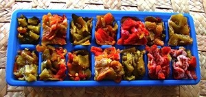 Chopped Frozen Chile in Tray