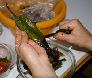 Peeling Chiles